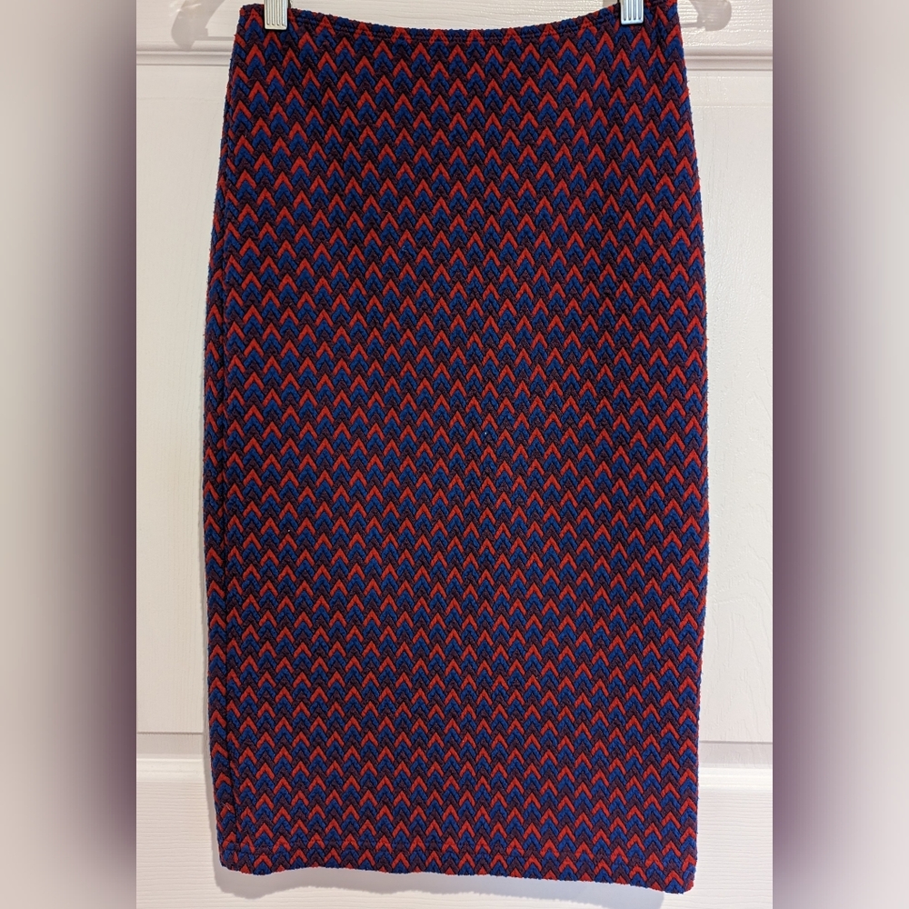 Vintage American Apparel Red & Blue Chevron Sweater Skirt, Size L